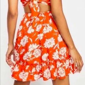 Free People Orange Floral Skirt